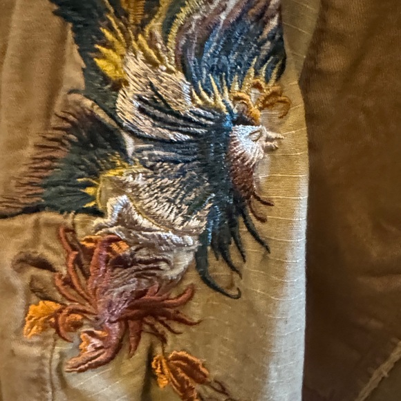 Women's distressed A-Line Skirt in Tan with embroidery and so many details! EUC - Picture 3 of 16